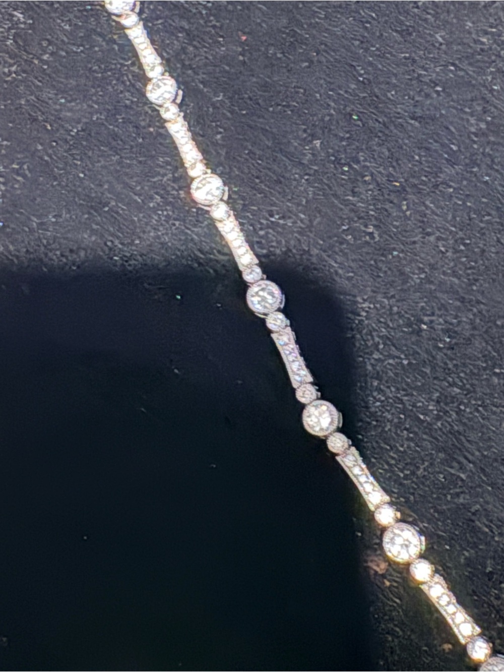 Delicate Sterling silver 
Diamond (Cz)Station Bracelet - Elegant Women's Jewelry